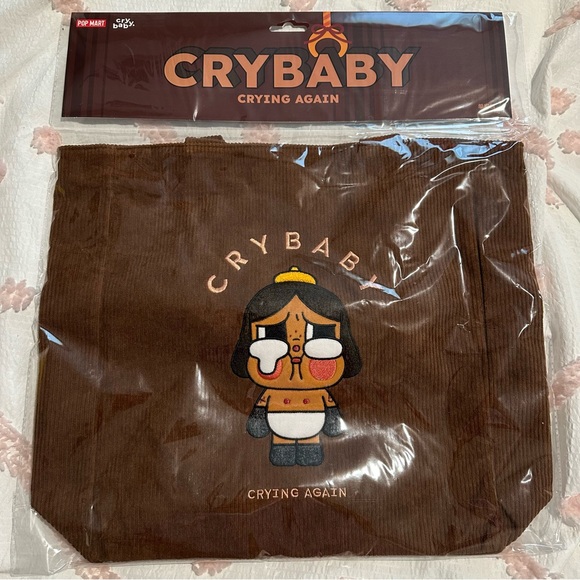 NWT Pop Mart | Cry Baby Crying Again Large Corduroy Embroidered Tote Bag - Picture 2 of 4
